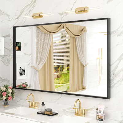 Amara Tempered Glass and Aluminum Alloy Framed French Cleat Mounted Wall Mirror