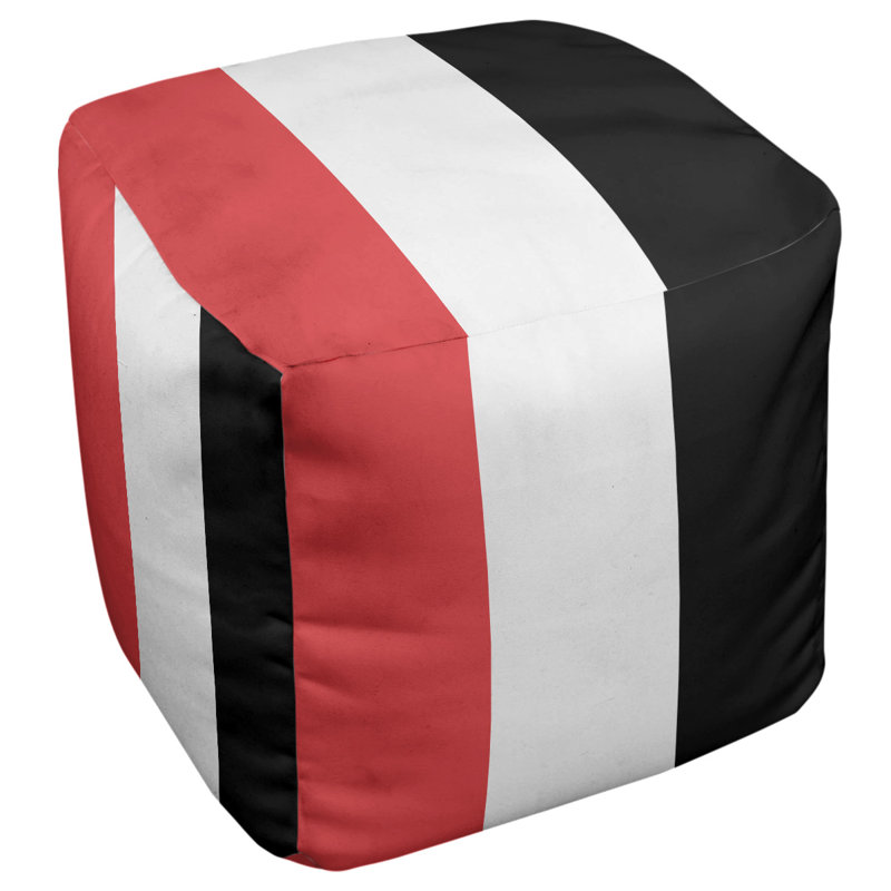 Repose-pieds cube rayures maryland, Rouge / blanc / noir