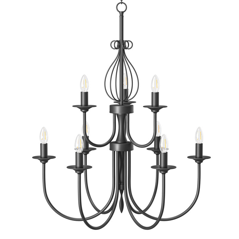 9 - Light 30"W Candle Style Dimmable Classic / Traditional Chandelier