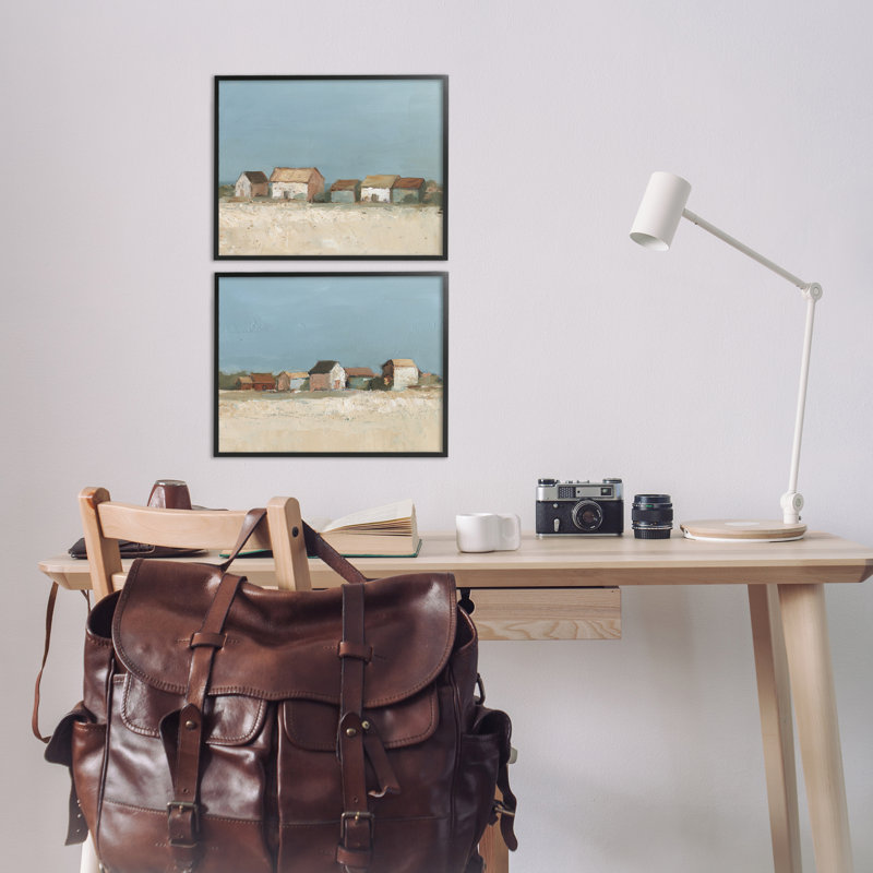 Ensemble de 2 giclées Country House in Distance par Ethan Harper, H 11 po x l 14 po, Giclée encadrée noir minuit