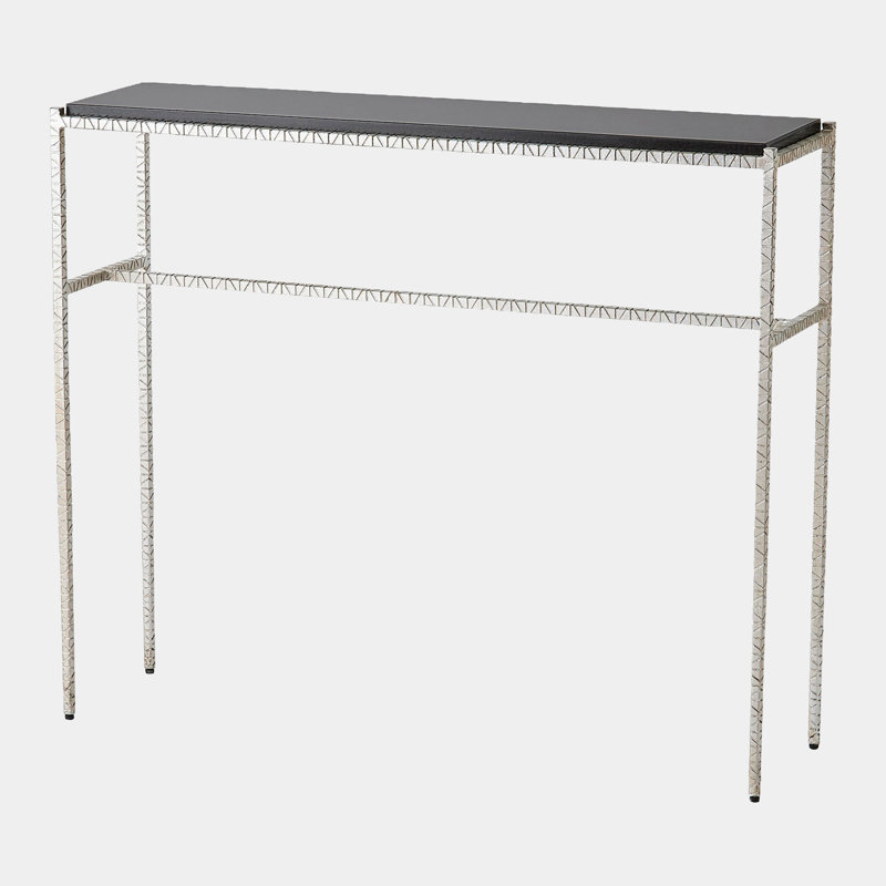Cut Iron 38'' W Marble Console Table, Black, Silver