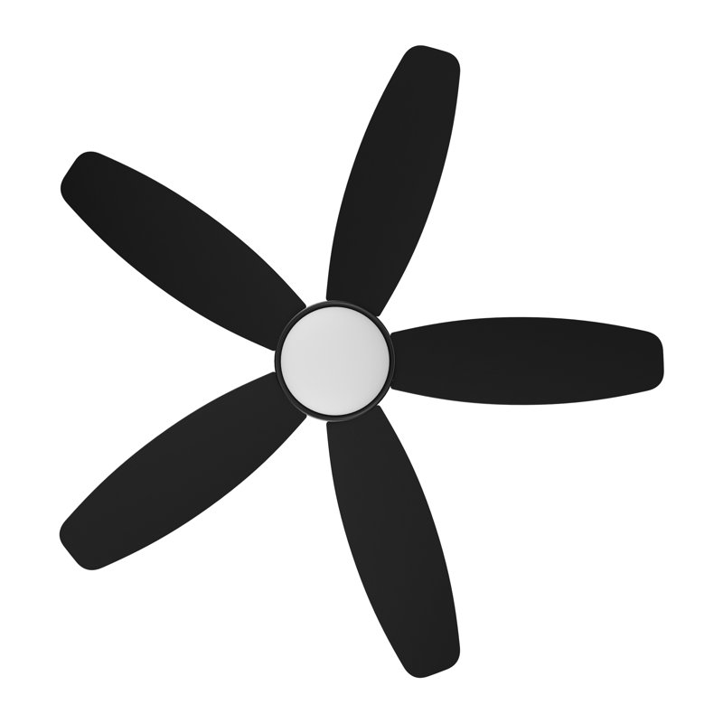  Ventilateur de plafond encastré à DEL à 5 pales de 48 po avec télécommande et ensemble d'éclairage inclus, Noir
