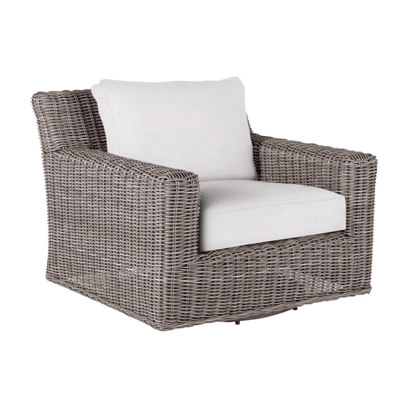 Chaise longue rotative en résine tressée rustique tissée rustique N-Dura (sans haut-parleur), Pas de soudure, Huître