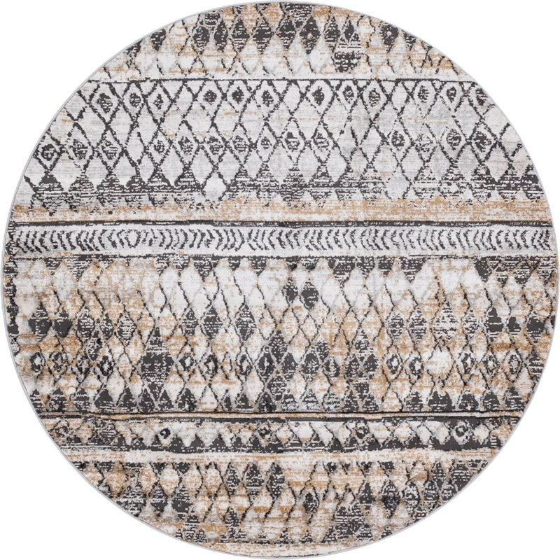 Geometric Indoor Rug, Round 6'1"