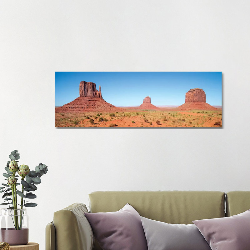 Fascinating Monument Valley Panoramic View by Melanie Viola - Wrapped Canvas Panoramic Print