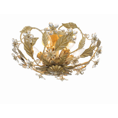 Plafonnier semi-encastré géométrique à 6 lumières de style lustre 16 po Abbingt