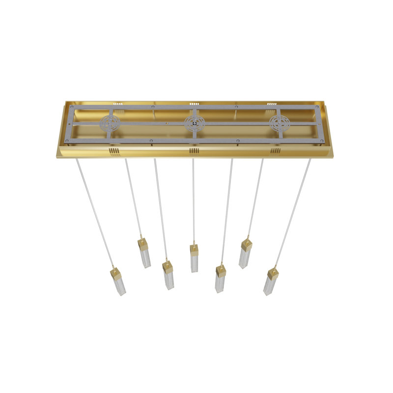 Luminaire suspendu pour îlot de cuisine 3 lumières Original Glacier, Laiton brossé, Studded Glass