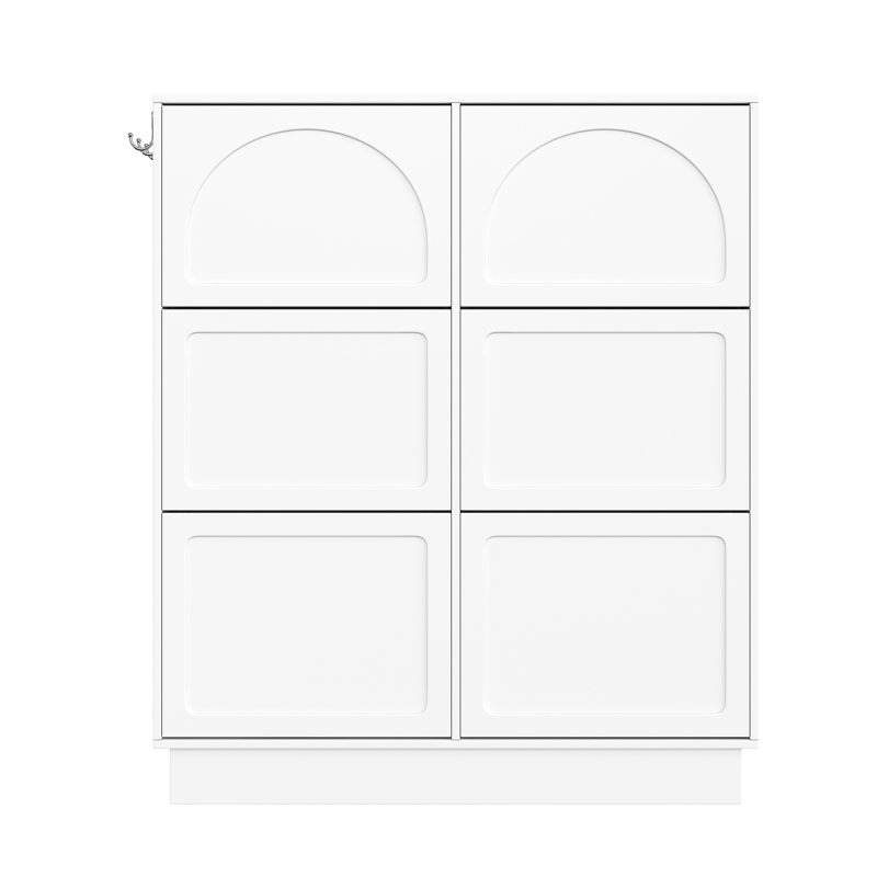 Armoire à chaussures moderne et étroite avec 6 tiroirs rabattables, Blanc