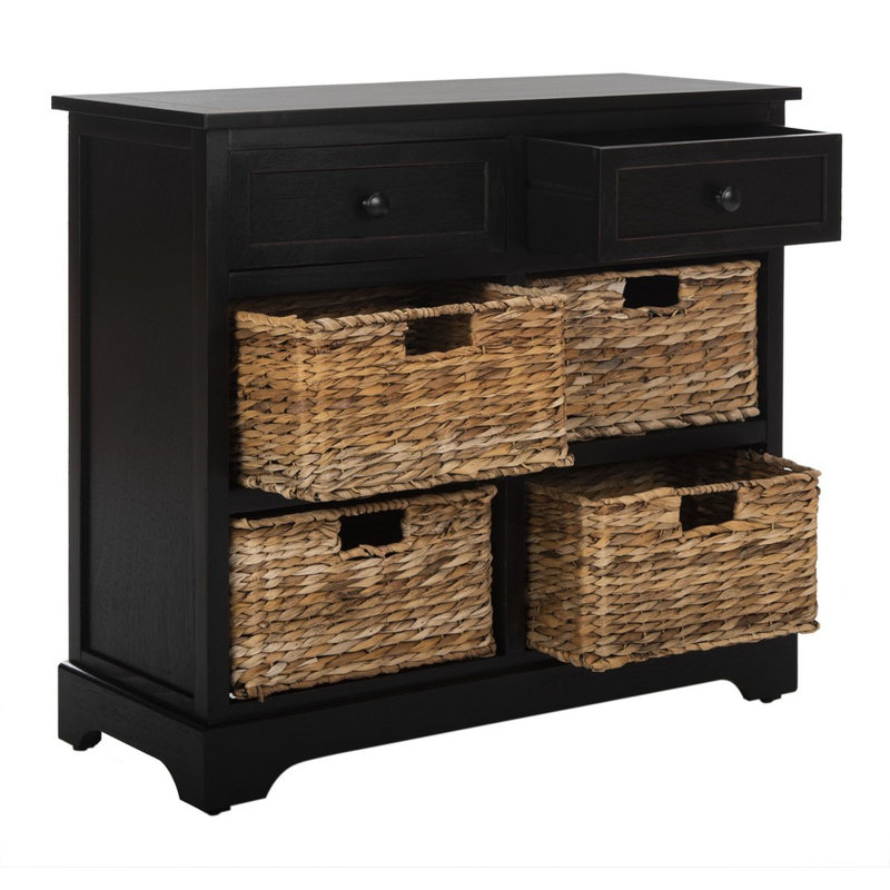 Commode décorative à 2 tiroirs Painswick, Noir patiné