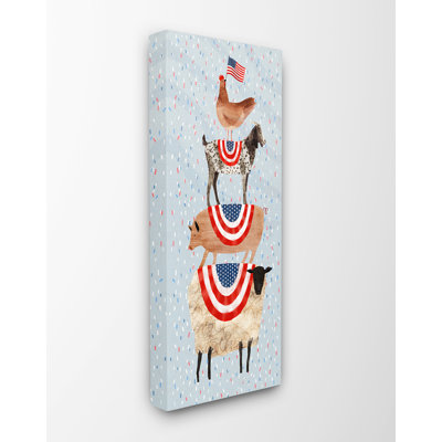 « americana stacked farm animaux porcins de poulet et moutons », reproduction de peinture à l’aquarelle