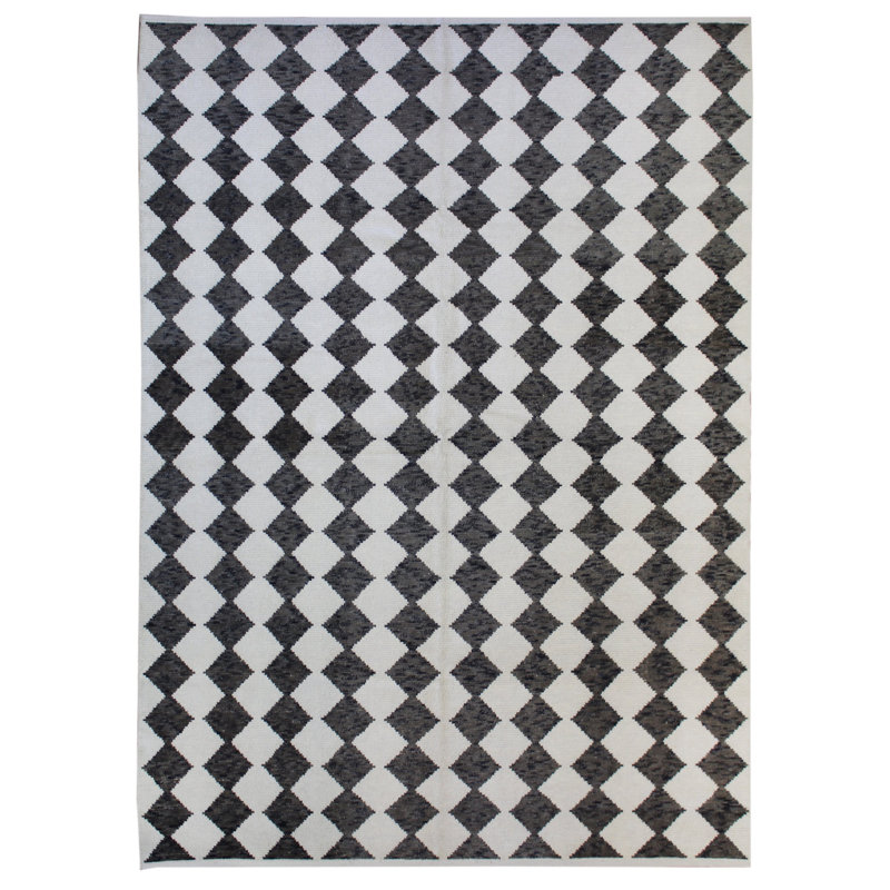 Tapis ivoire en laine noué à la main de conception unique 9 pi 9 po x 12 pi 8 po New Age