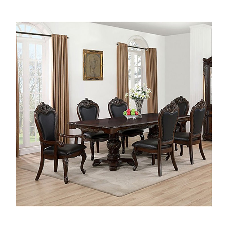 Ensemble de table de salle à manger 7 pièces Lohey, 7 pièces : table, 6 chaises, Blanc, Beige