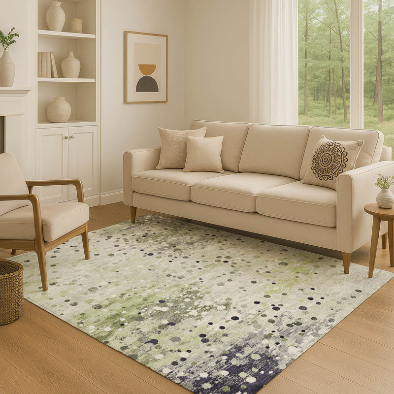 Tapis abstrait lavable à la machine Premium Premium Ansley, Rectangle 10 pi x 14 pi