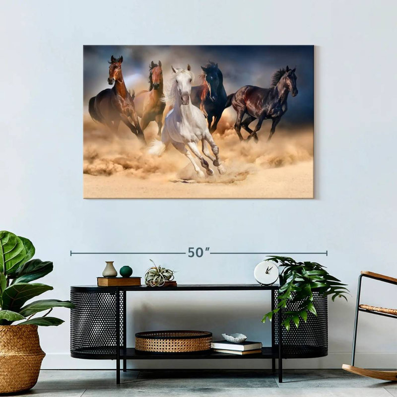 Brampt Sprinting Arab Horses, 30" H x 45" W