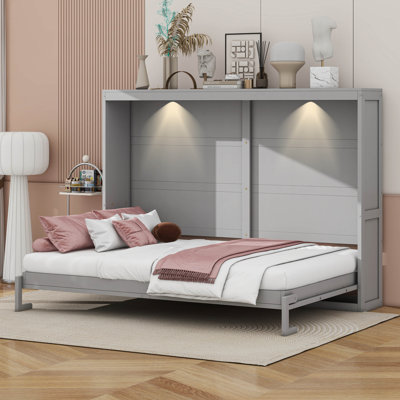 Queen Size Horizontal Murphy Bed Wall Bed With LED Lights by Cosmic