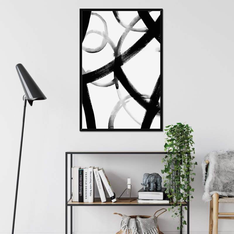 Monochrome Ripple I by Grace Popp - Painting, Black Framed Paper Print, 50cm H x 34cm W