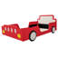 Structure de lit simple de voiture de course, lit plateforme pour enfants avec roues, conception en forme de voiture, rouge-1373879095