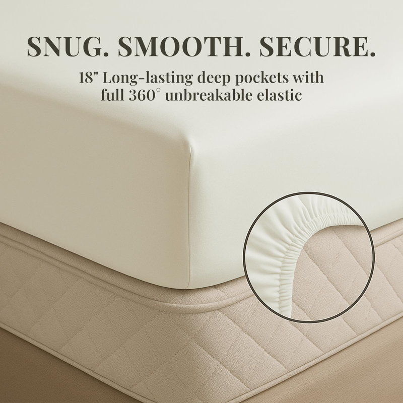 Premium Rayon From Bamboo Blend Sheet Set With Deep Pockets, Cooling and Breathable, Queen Sheet Set with 4 Pillowcases