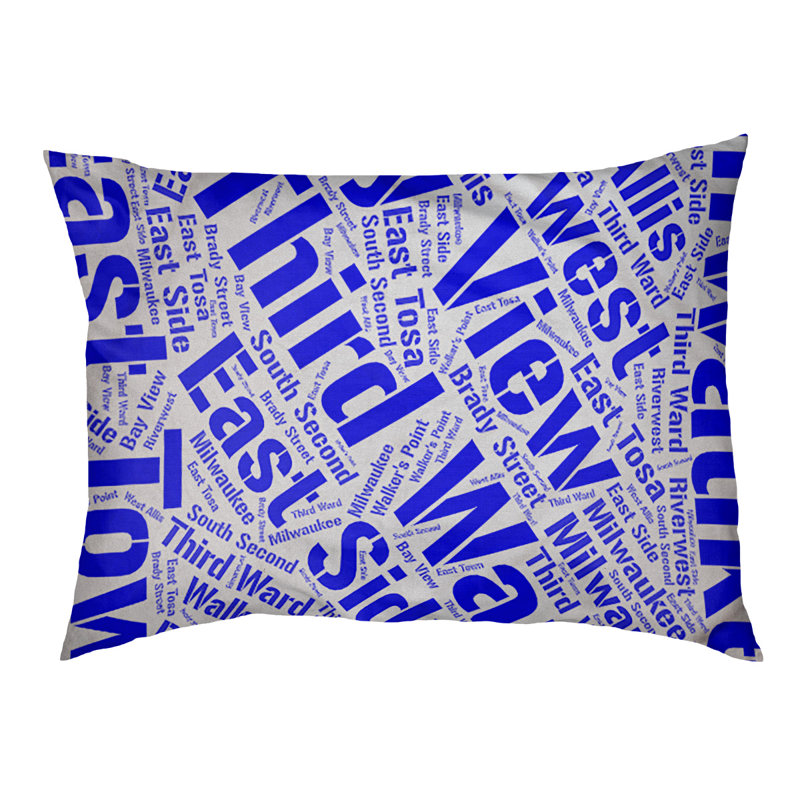 Coussin de chien « districts », Très grand (H 17 po x l 50 po x P 40 po), Bleu, Milwaukee