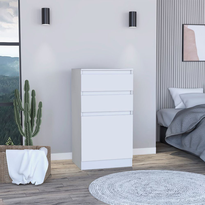 Commode 2 tiroirs Cassel - blanc, Blanc