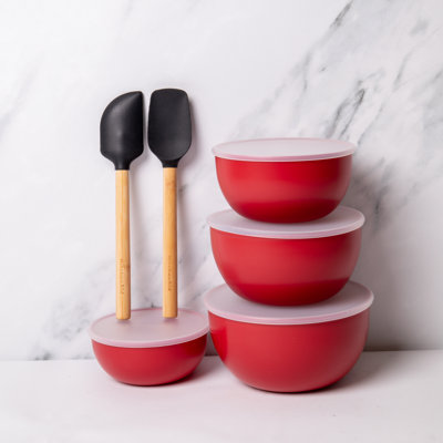 6pc Kitchen Set with 2x Spatulas and 4x Nesting Meal Prep Bowls with Lids