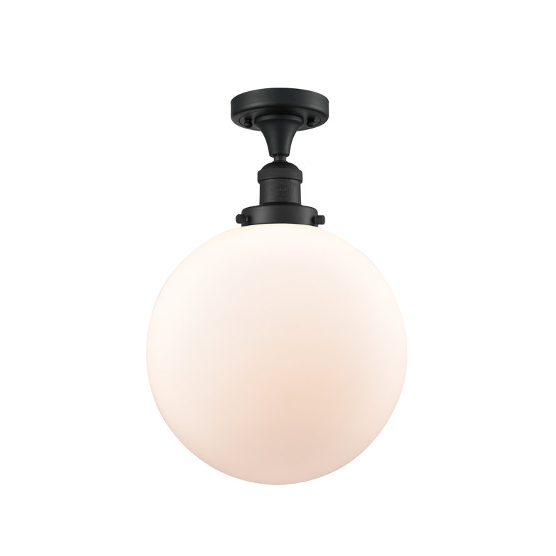 Brislington Glass Semi Flush Mount, Matte White, LED, Matte Black