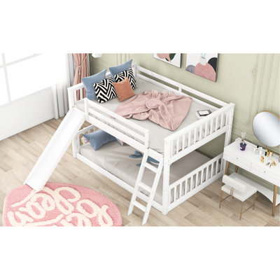 Full Over Bunk Bed In White - Quality Materials For Longevity Convertible Slide And Bed, Full, Modern Living Solution
