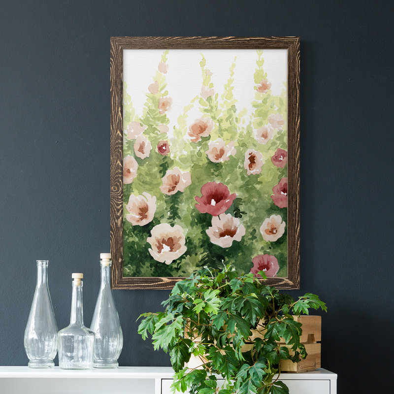 Toile encadrée de qualité supérieure Sunlit Flora II - prête à être accrochée, Encadré de bois de noyer