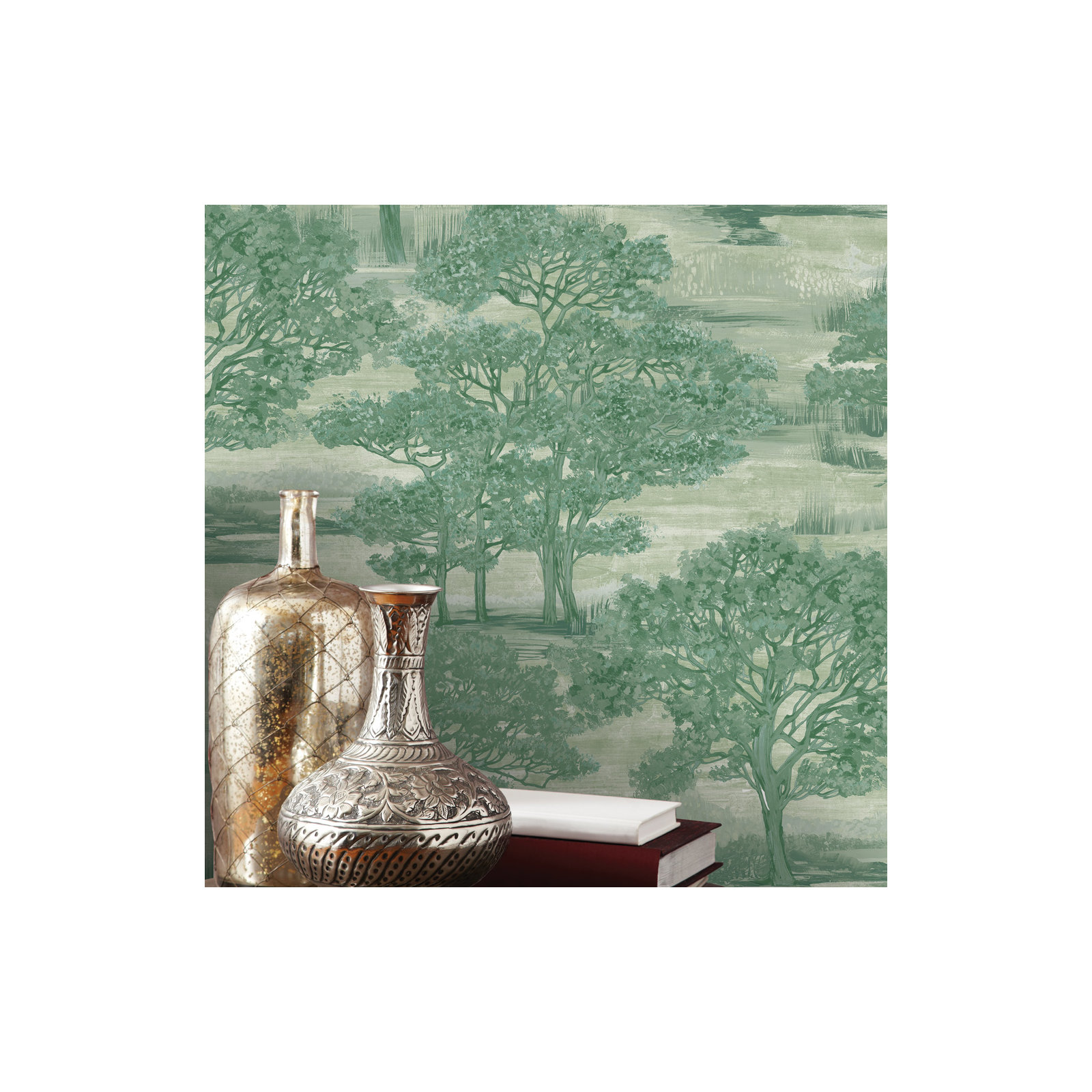 Forest Toile Peel and Stick Wallpaper, Green