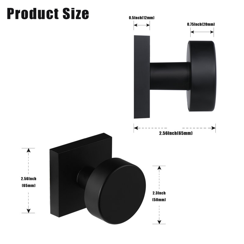 Modern Grace Series Double Dummy Door Knobs, Matte Black