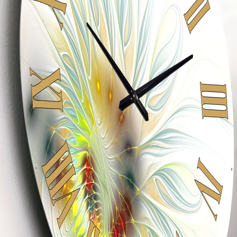 Floral Fractal III - Horloge murale moderne, Petit