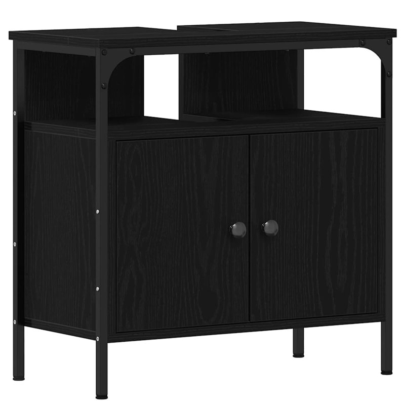 60cm Single Bathroom Vanity Base Only, Black Oak