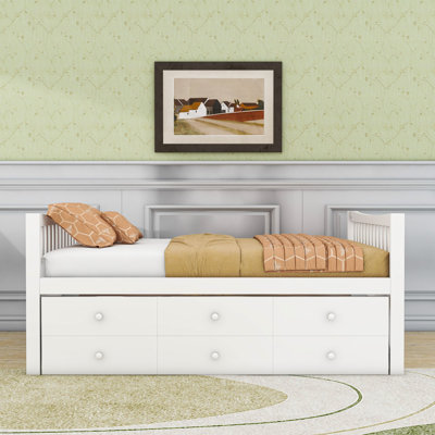 Full-Size Daybed with Pull-Out Twin Trundle and Storage Drawers