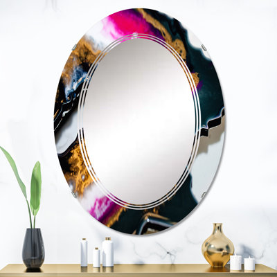 Miroir mural moderne noir et or fuchia