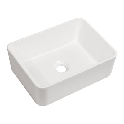 Évier de comptoir en céramique moderne 16 po x 12 po - blanc, teint, style rectangulaire pour salle de bain