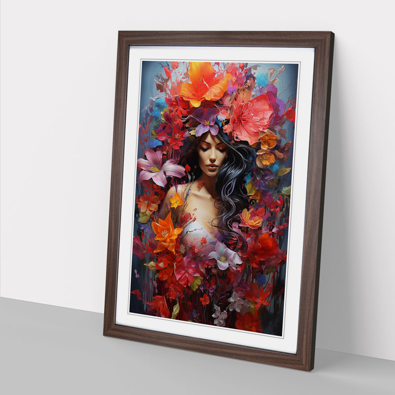 Wildflowers Informel No.2 - Framed Print, 34cm H x 25cm W x 2cm D, Walnut