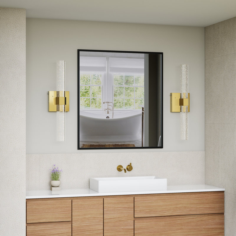 Rechargeable Dimmable LED Crystal Wall Sconce with Remote Control Included, Brushed Gold