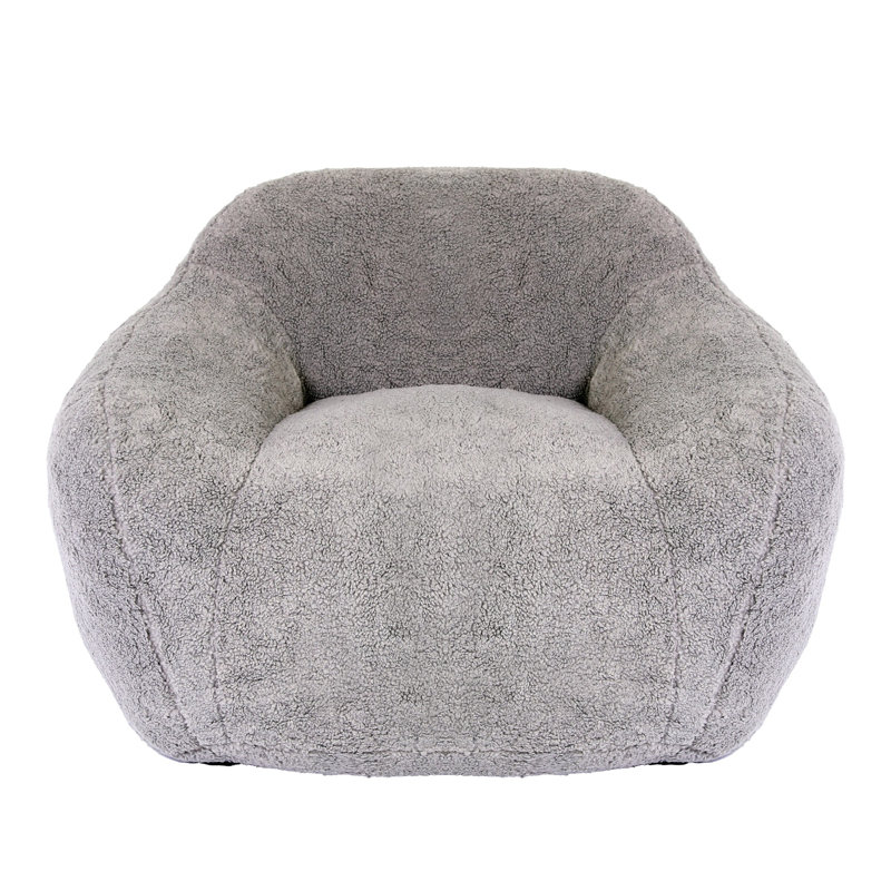 Memory Foam with Armrests, Light Gray Teddy, 26.8" H x 39.4" W x 36.6" D