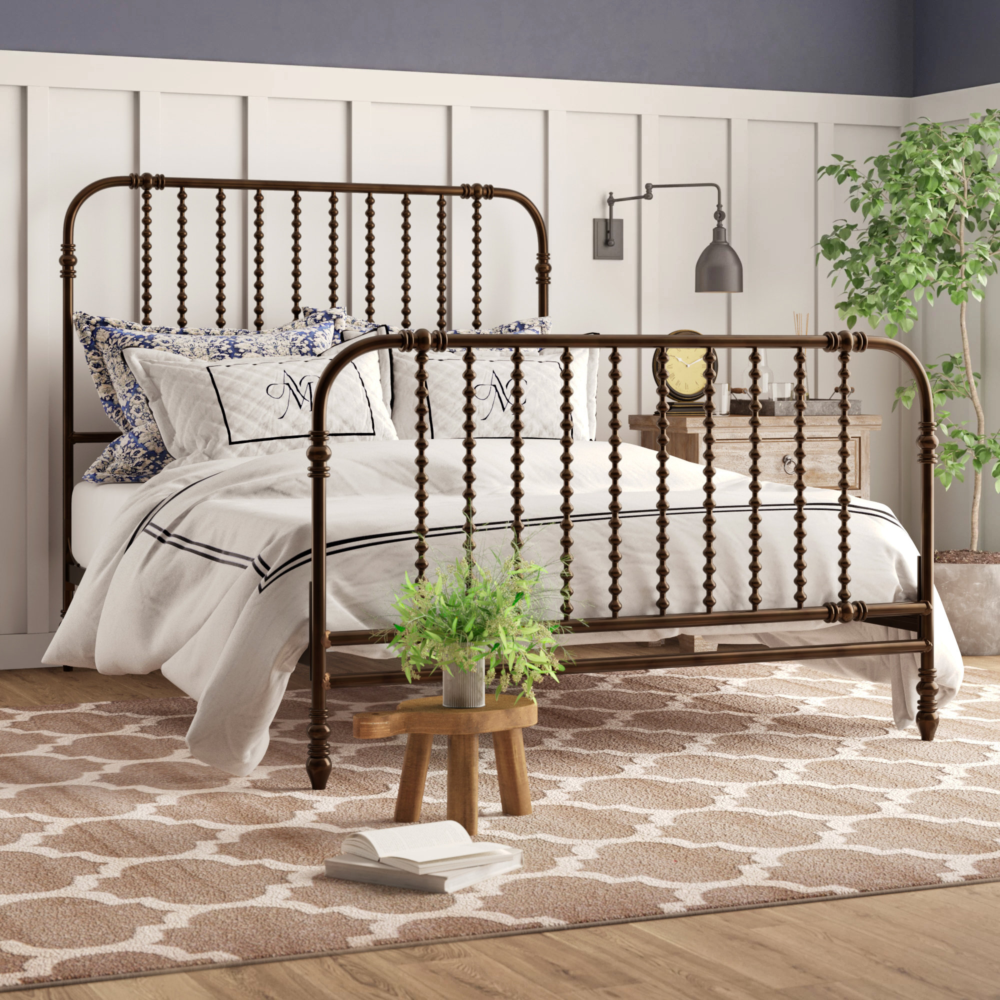 Earling Metal Spindle Bed, Queen