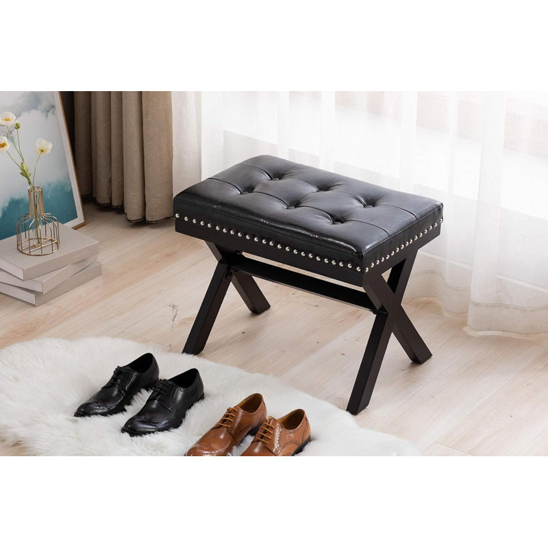 Leeannah Upholstered Ottoman, Black