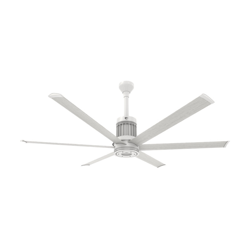 I6 Smart Downrod Ceiling Fan, 96 inches, White with Driftwood Blades