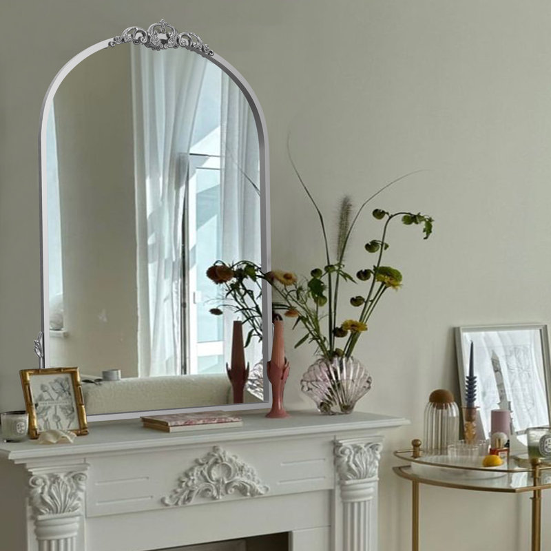 Miroir de salle de bain antique, Argent argent, 32 po x 24 po