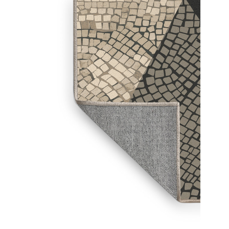 Machine Washable Parez Stockholm Gamla Stan Scandinavian Geometric Rug in Gray – Beige Binding, 2x5