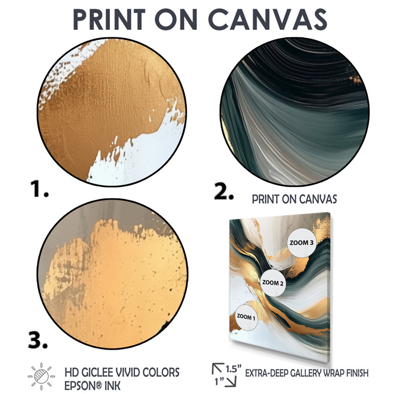 Oniel - art mural abstrait sur toile, H 32 po x l 16 po, Reproduction encadrée d'une seule photo, Doré