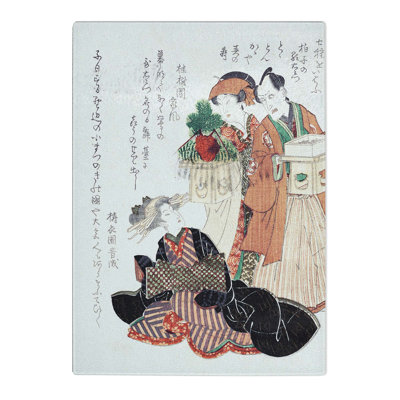 Tempered Glass Preparing for New Year by Utagawa Toyokuni Chopping Board