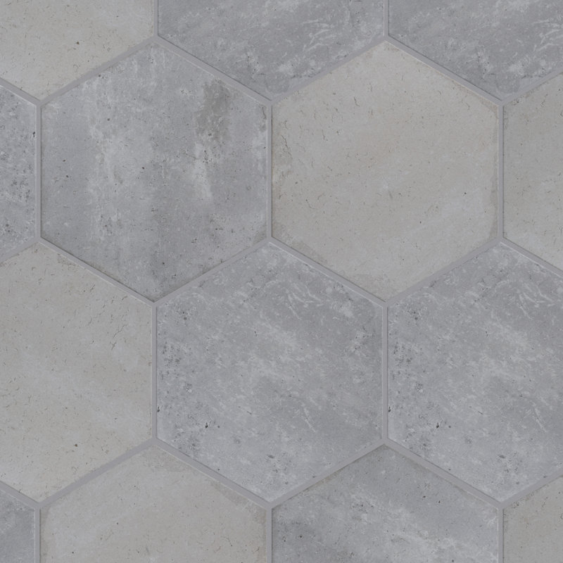 Brickyard Hex 8-1/2 In. X 9-7/8 In. Porcelain Rustic Wall & Floor Tile, White