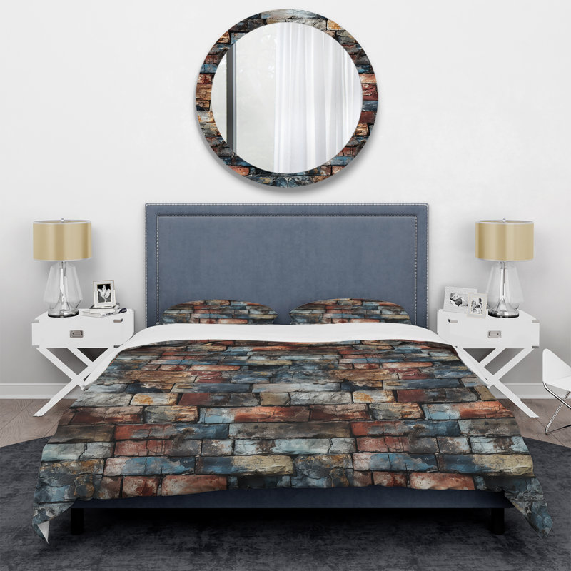 Urban Retreat - Brick Duvet Cover Set, King Duvet Cover + 2 King Shams