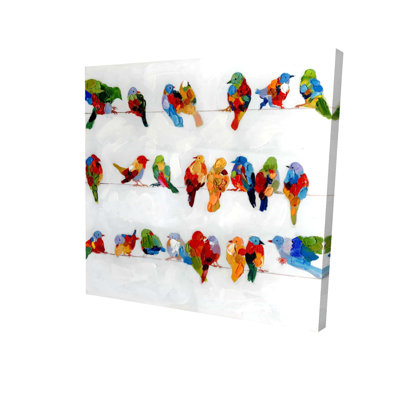 Colorful Birds on a Wire Canvas | Contemporary Bedroom Decor