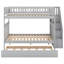 Full Over Full Bunk Bed With Trundle And Staircase,Grey-150933862