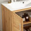 Meuble-lavabo antique de 30 po avec lavabo en céramique, meuble-lavabo moderne Mid-Century avec 2 portes à fermeture en douceur et grand espace de rangement, ensemble de meuble-lavabo simple autoportant rétro